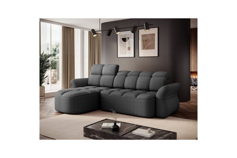 Sektionssoffa Eltap Beneth 301x115x185 cm - Breona 04, Grå, Vänster - Möbler - Soffa - Bäddsoffa