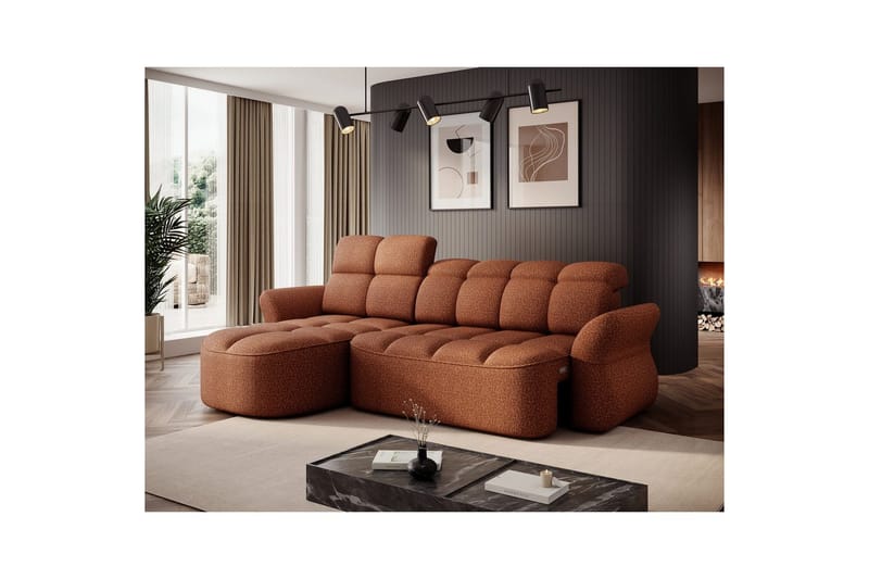 Sektionssoffa Eltap Beneth 301x115x185 cm - Breona 30, Orange, Vänster - Möbler - Soffa - Bäddsoffa