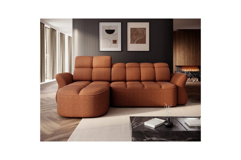 Sektionssoffa Eltap Beneth 301x115x185 cm - Breona 30, Orange, Vänster - Möbler - Soffa - Bäddsoffa