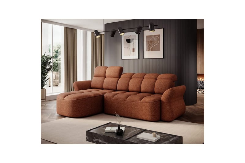 Sektionssoffa Eltap Beneth 301x115x185 cm - Breona 30, Orange, Vänster - Möbler - Soffa - Bäddsoffa