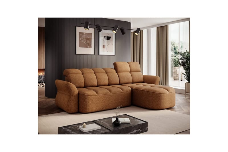 Sektionssoffa Eltap Beneth 301x115x185 cm - Breona 45, Gul, Höger - Möbler - Soffa - Bäddsoffa