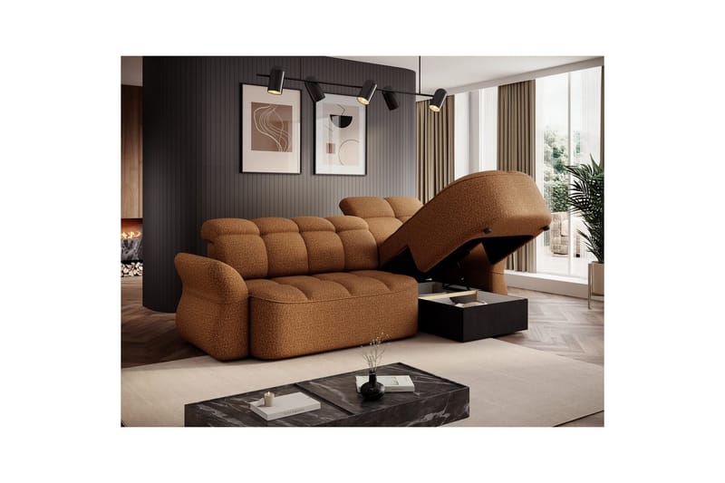 Sektionssoffa Eltap Beneth 301x115x185 cm - Breona 45, Gul, Höger - Möbler - Soffa - Bäddsoffa