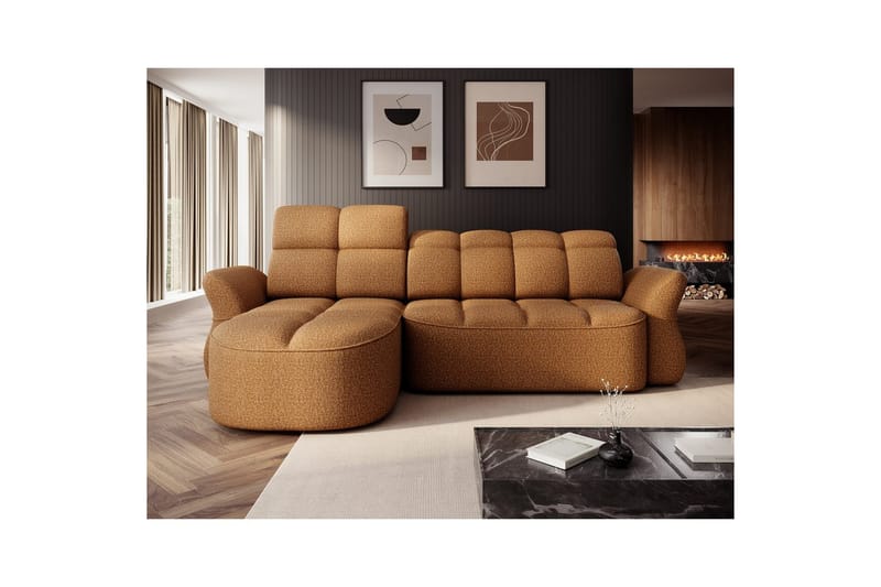 Sektionssoffa Eltap Beneth 301x115x185 cm - Breona 45, Gul, Vänster - Möbler - Soffa - Bäddsoffa