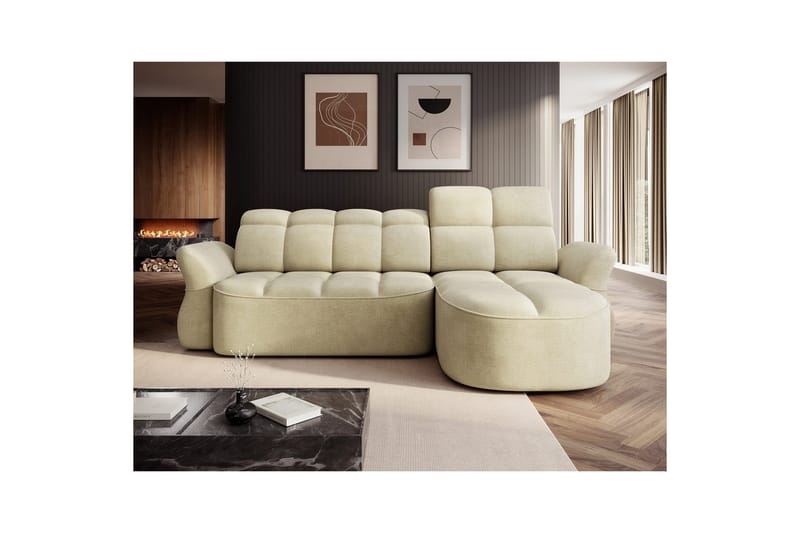 Sektionssoffa Eltap Beneth 301x115x185 cm - Monolith 04, Beige, Höger - Möbler - Soffa - Bäddsoffa