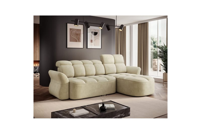 Sektionssoffa Eltap Beneth 301x115x185 cm - Monolith 04, Beige, Höger - Möbler - Soffa - Bäddsoffa