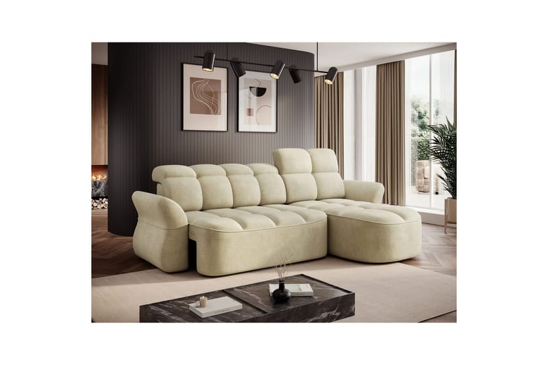 Sektionssoffa Eltap Beneth 301x115x185 cm - Monolith 04, Beige, Höger - Möbler - Soffa - Bäddsoffa