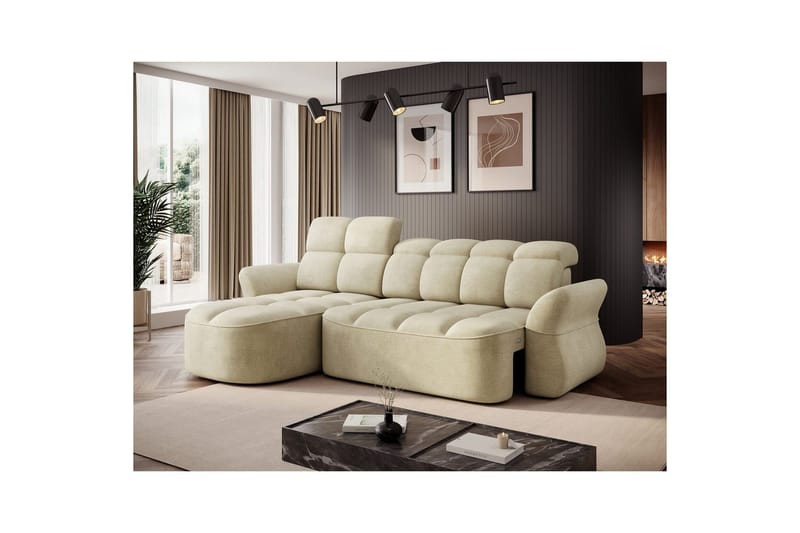 Sektionssoffa Eltap Beneth 301x115x185 cm - Monolith 04, Beige, Vänster - Möbler - Soffa - Bäddsoffa