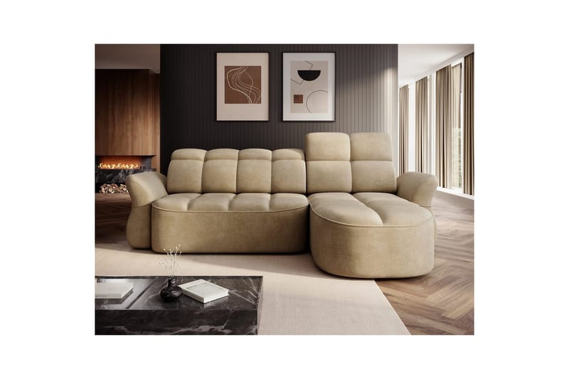 Sektionssoffa Eltap Beneth 301x115x185 cm - Nube 20, Beige, Höger - Möbler - Soffa - Bäddsoffa