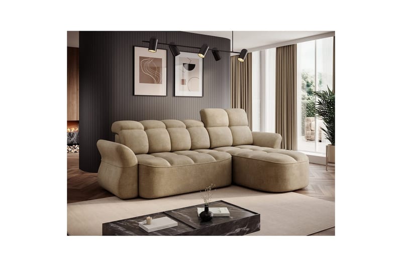 Sektionssoffa Eltap Beneth 301x115x185 cm - Nube 20, Beige, Höger - Möbler - Soffa - Bäddsoffa