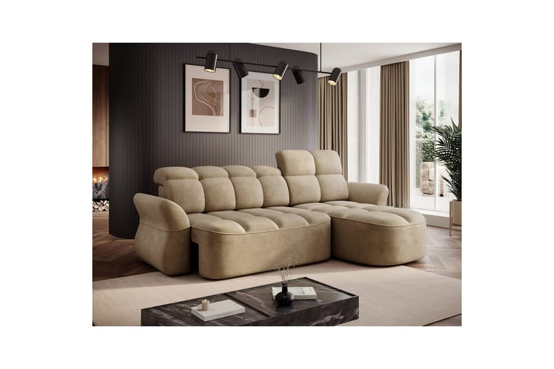 Sektionssoffa Eltap Beneth 301x115x185 cm - Nube 20, Beige, Höger - Möbler - Soffa - Bäddsoffa