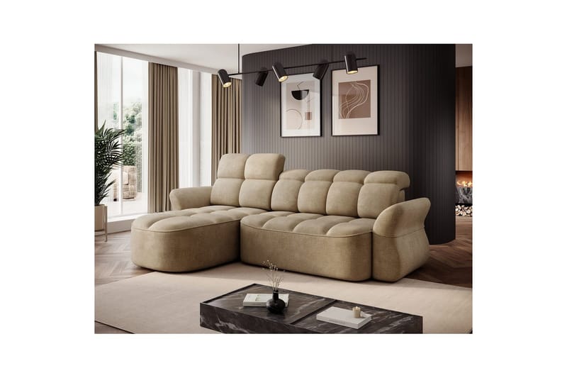 Sektionssoffa Eltap Beneth 301x115x185 cm - Nube 20, Beige, Vänster - Möbler - Soffa - Bäddsoffa