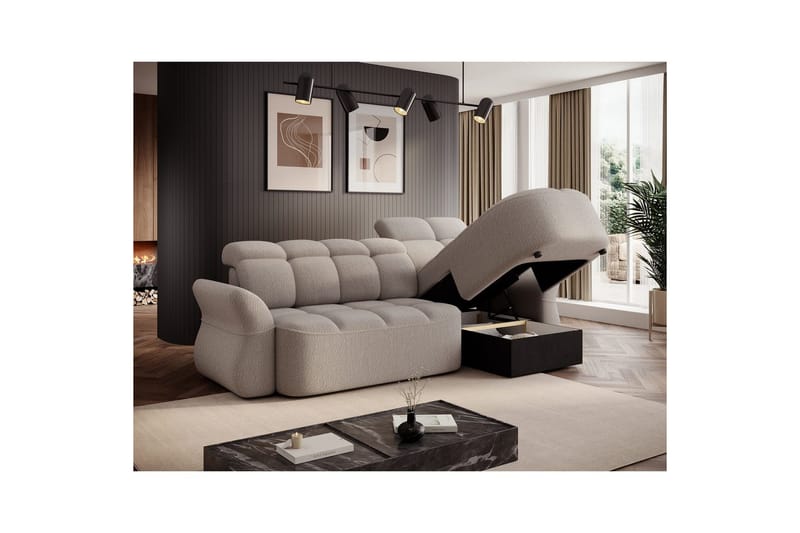 Sektionssoffa Eltap Beneth 301x115x185 cm - Royal 18, Beige, Höger - Möbler - Soffa - Bäddsoffa
