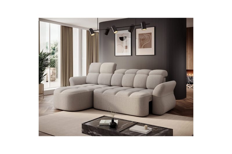 Sektionssoffa Eltap Beneth 301x115x185 cm - Royal 18, Beige, Vänster - Möbler - Soffa - Bäddsoffa