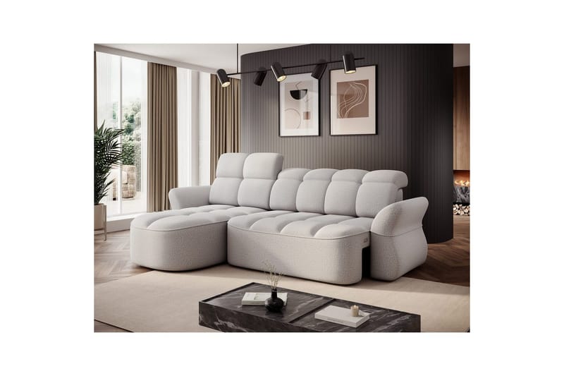 Sektionssoffa Eltap Beneth 301x115x185 cm - Space 03, Ljusgrå, Vänster - Möbler - Soffa - Bäddsoffa