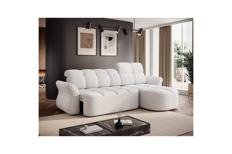 Sektionssoffa Eltap Beneth 301x115x185 cm - Paolli 01 Vit, Höger - Möbler - Soffa - Bäddsoffa