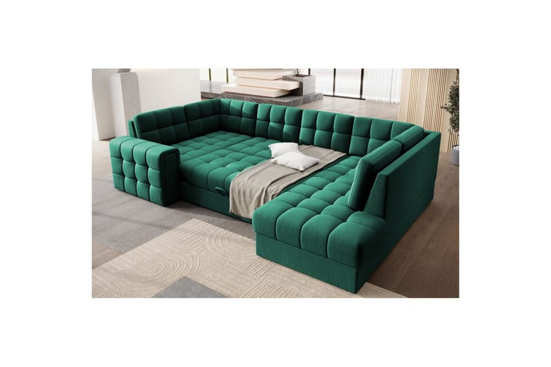 Sektionssoffa Eltap Blewett 299x198x82 cm - Lukso 35, Grön, Höger - Möbler - Soffa - Bäddsoffa