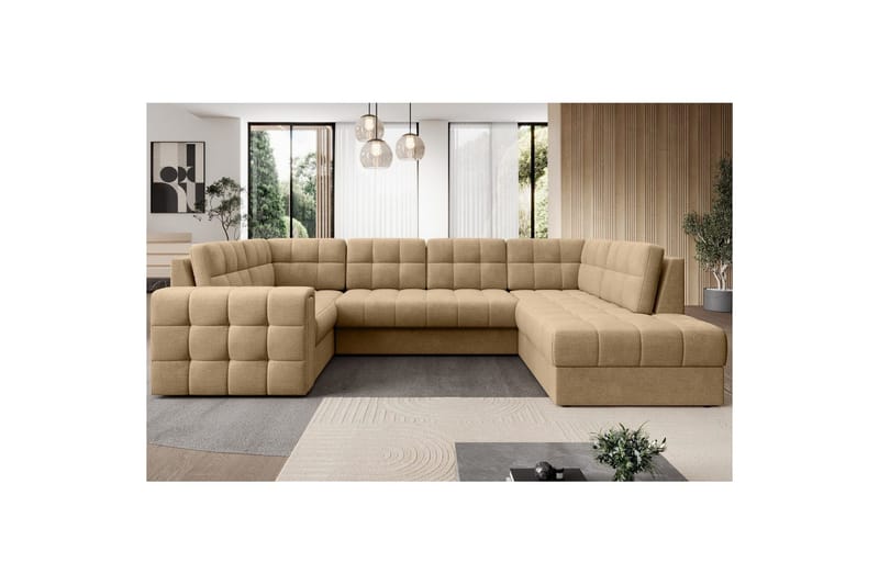 Sektionssoffa Eltap Blewett 299x198x82 cm - Monolith 09, Mörkbeige, Höger - Möbler - Soffa - Bäddsoffa