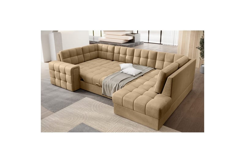 Sektionssoffa Eltap Blewett 299x198x82 cm - Monolith 09, Mörkbeige, Höger - Möbler - Soffa - Bäddsoffa