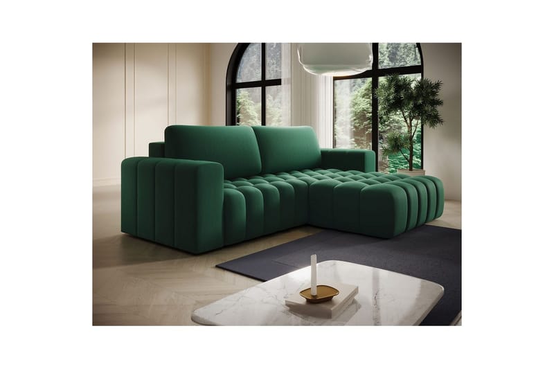 Sektionssoffa Eltap Bonett 250x175x92 cm - Kronos 19, Mörkgrön, Höger - Möbler - Soffa - Bäddsoffa