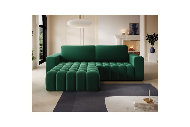 Sektionssoffa Eltap Bonett 250x175x92 cm - Kronos 19, Mörkgrön, Vänster - Möbler - Soffa - Bäddsoffa
