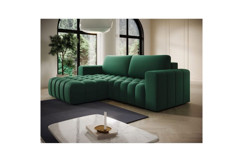 Sektionssoffa Eltap Bonett 250x175x92 cm - Kronos 19, Mörkgrön, Vänster - M�öbler - Soffa - Bäddsoffa