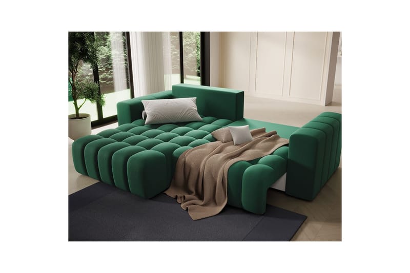 Sektionssoffa Eltap Bonett 250x175x92 cm - Kronos 19, Mörkgrön, Vänster - Möbler - Soffa - Bäddsoffa