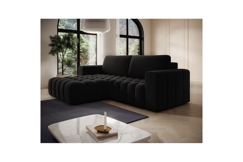 Sektionssoffa Eltap Bonett 250x175x92 cm - Matt Velvet 99, Blå, Vänster - Möbler - Soffa - Bäddsoffa
