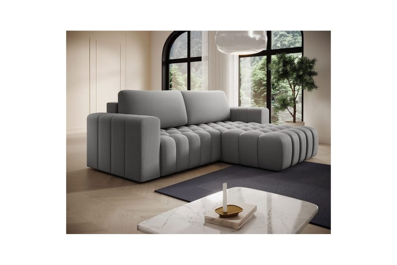 Sektionssoffa Eltap Bonett 250x175x92 cm - Paros 05, Ljusgrå, Höger - Möbler - Soffa - Bäddsoffa