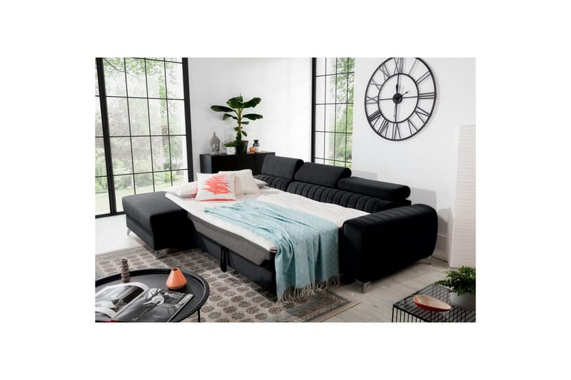 Sektionssoffa Eltap Grayson 278x205x92 cm - Loco 10, Svart, Vänster - Möbler - Soffa - Bäddsoffa