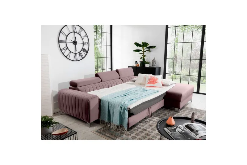 Sektionssoffa Eltap Grayson 278x205x92 cm - Loco 24, Rosa, Höger - Möbler - Soffa - Bäddsoffa