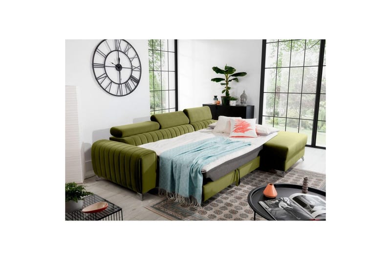 Sektionssoffa Eltap Grayson 278x205x92 cm - Loco 33, Grön, Höger - Möbler - Soffa - Bäddsoffa