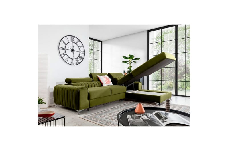 Sektionssoffa Eltap Grayson 278x205x92 cm - Loco 33, Grön, Höger - Möbler - Soffa - Bäddsoffa