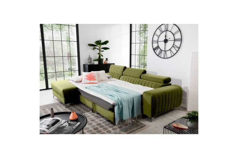 Sektionssoffa Eltap Grayson 278x205x92 cm - Loco 33, Grön, Vänster - Möbler - Soffa - Bäddsoffa