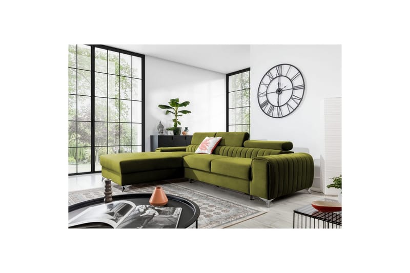 Sektionssoffa Eltap Grayson 278x205x92 cm - Loco 33, Grön, Vänster - Möbler - Soffa - Bäddsoffa