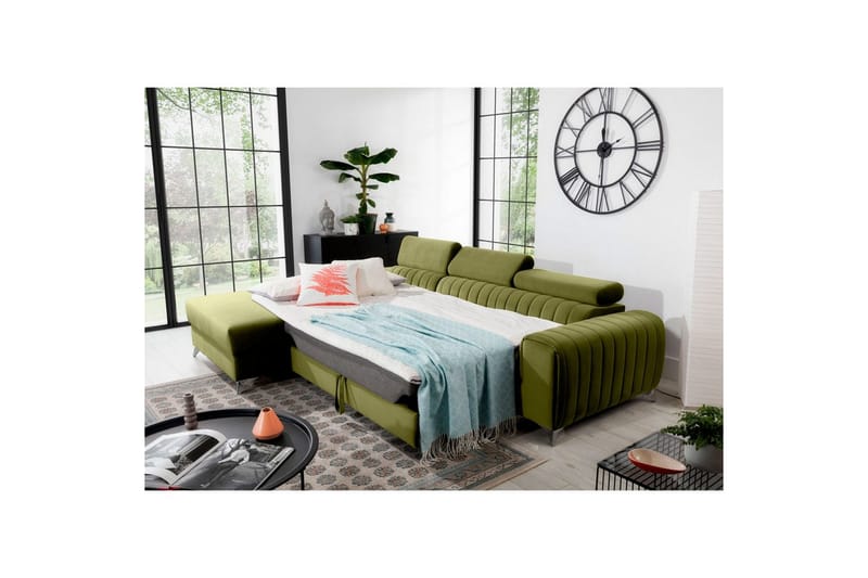 Sektionssoffa Eltap Grayson 278x205x92 cm - Loco 33, Grön, Vänster - Möbler - Soffa - Bäddsoffa