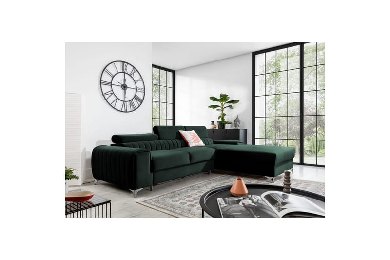Sektionssoffa Eltap Grayson 278x205x92 cm - Loco 35, Mörkgrön, Höger - Möbler - Soffa - Bäddsoffa