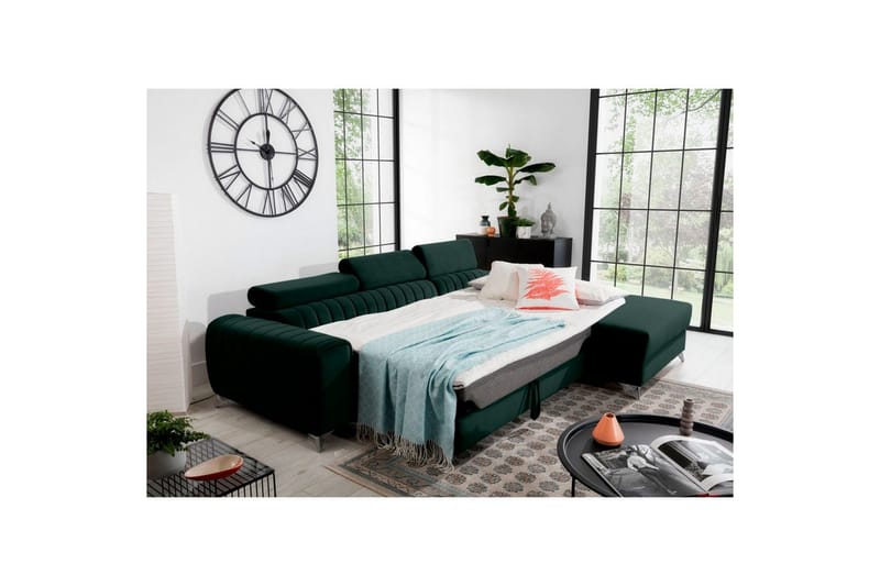 Sektionssoffa Eltap Grayson 278x205x92 cm - Loco 35, Mörkgrön, Höger - Möbler - Soffa - Bäddsoffa