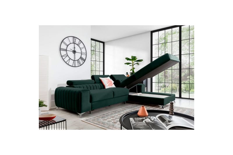 Sektionssoffa Eltap Grayson 278x205x92 cm - Loco 35, Mörkgrön, Höger - Möbler - Soffa - Bäddsoffa