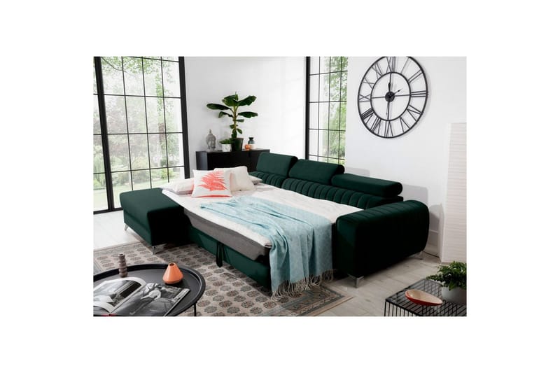 Sektionssoffa Eltap Grayson 278x205x92 cm - Loco 35, Mörkgrön, Vänster - Möbler - Soffa - Bäddsoffa