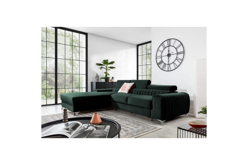 Sektionssoffa Eltap Grayson 278x205x92 cm - Loco 35, Mörkgrön, Vänster - Möbler - Soffa - Bäddsoffa