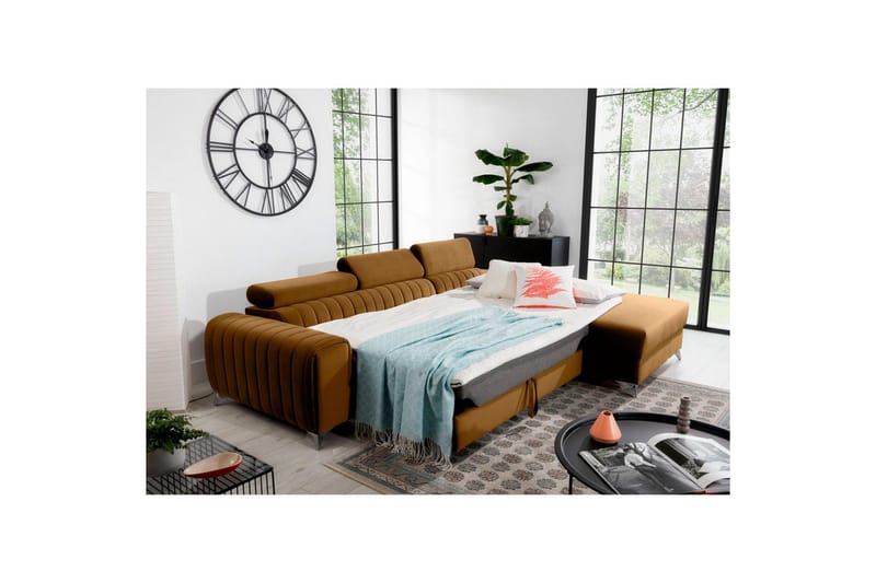 Sektionssoffa Eltap Grayson 278x205x92 cm - Loco 45, Gul, Höger - Möbler - Soffa - Bäddsoffa