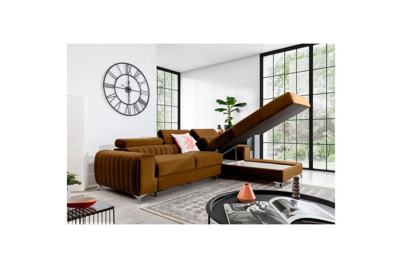 Sektionssoffa Eltap Grayson 278x205x92 cm - Loco 45, Gul, Höger - Möbler - Soffa - Bäddsoffa