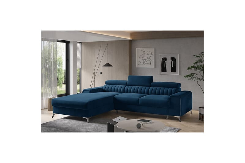 Sektionssoffa Eltap Grayson 278x205x92 cm - Lukso 40, Mörkblå, Vänster - Möbler - Soffa - Bäddsoffa