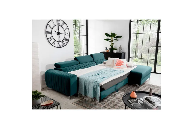 Sektionssoffa Eltap Grayson 278x205x92 cm - Monolith 76, Blå, Höger - Möbler - Soffa - Bäddsoffa