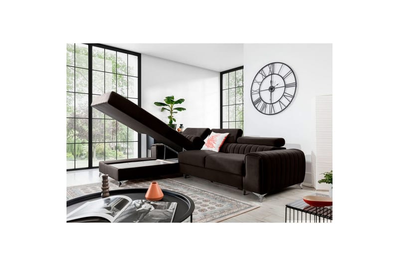 Sektionssoffa Eltap Grayson 278x205x92 cm - Nube 22, Brun, Vänster - Möbler - Soffa - Bäddsoffa