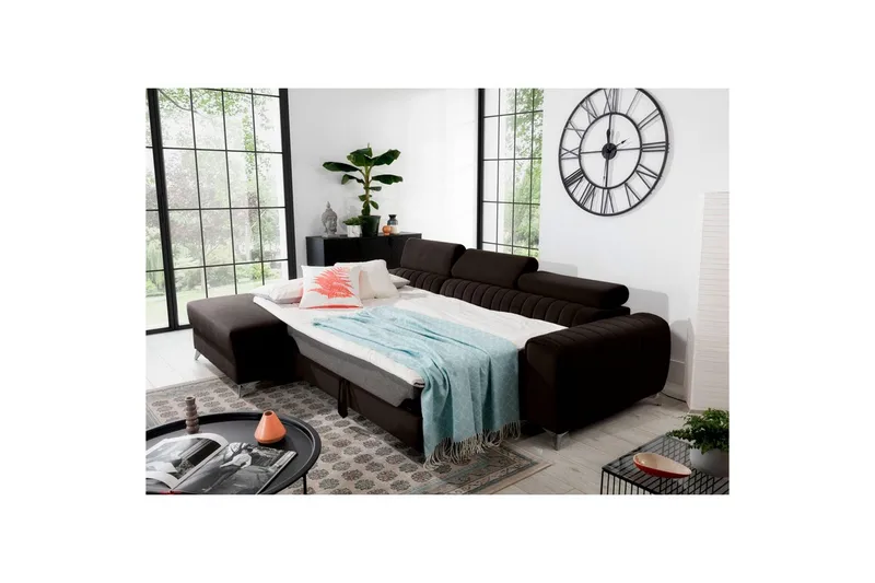 Sektionssoffa Eltap Grayson 278x205x92 cm - Nube 22, Brun, Vänster - Möbler - Soffa - Bäddsoffa