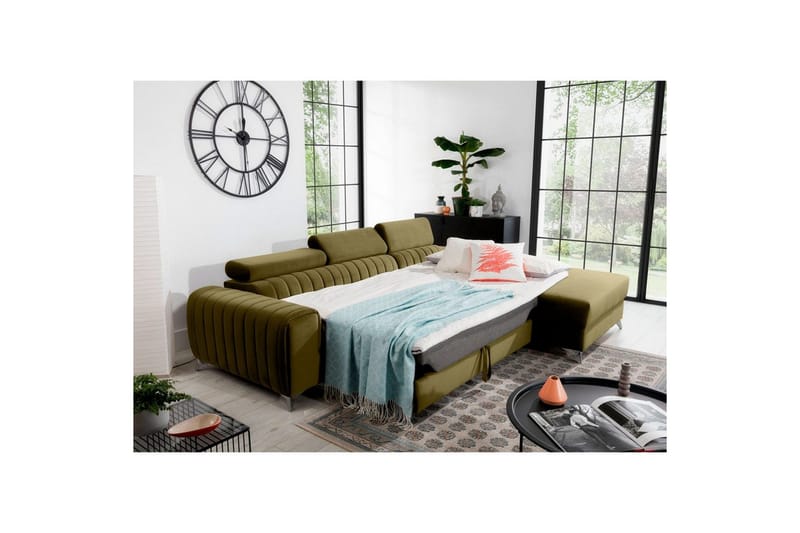 Sektionssoffa Eltap Grayson 278x205x92 cm - Nube 33, Grön, Höger - Möbler - Soffa - Bäddsoffa