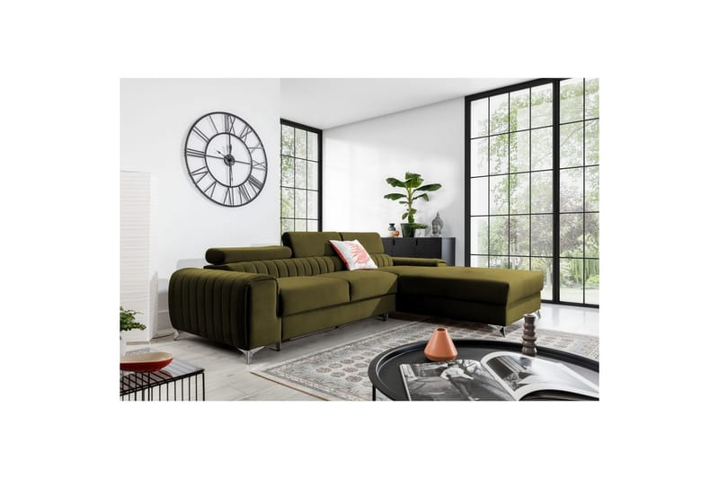 Sektionssoffa Eltap Grayson 278x205x92 cm - Nube 33, Grön, Höger - Möbler - Soffa - Bäddsoffa