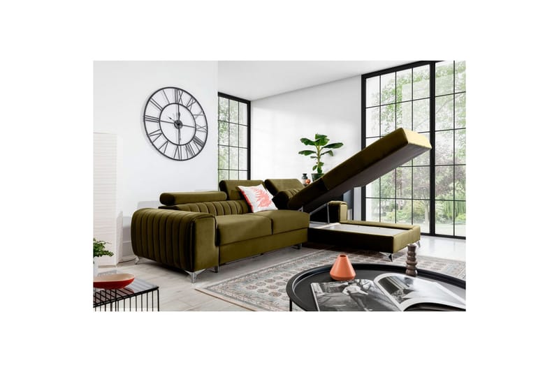 Sektionssoffa Eltap Grayson 278x205x92 cm - Nube 33, Grön, Höger - Möbler - Soffa - Bäddsoffa