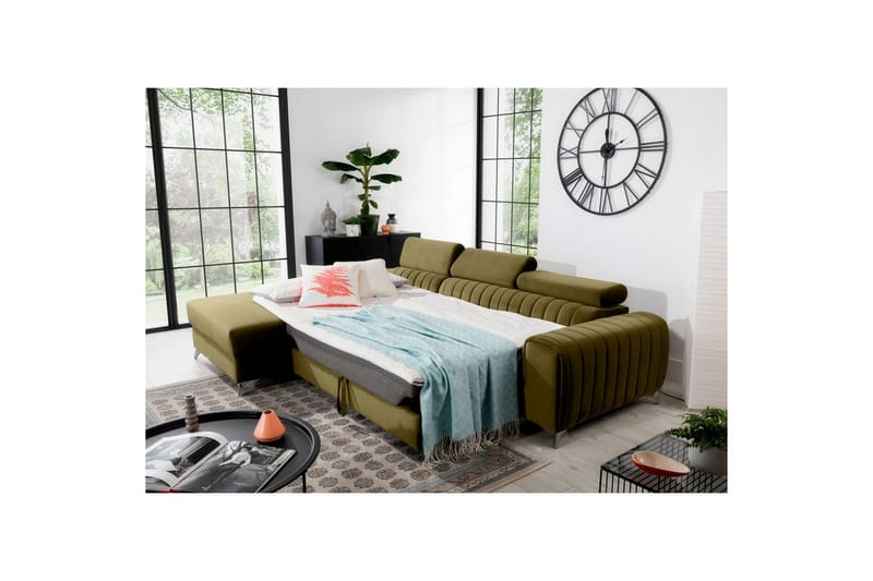 Sektionssoffa Eltap Grayson 278x205x92 cm - Nube 33, Grön, Vänster - Möbler - Soffa - Bäddsoffa